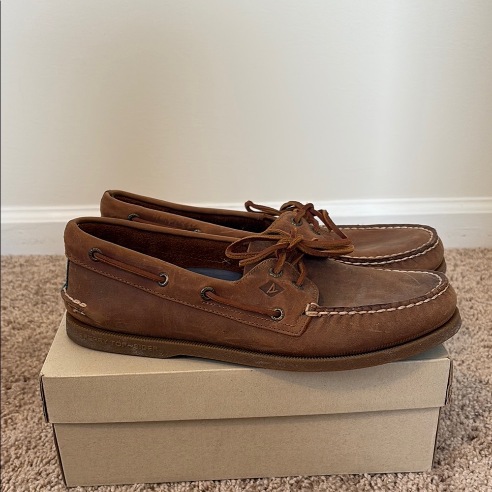 Sperry Brown Boat Shoes with Rawhide Laces